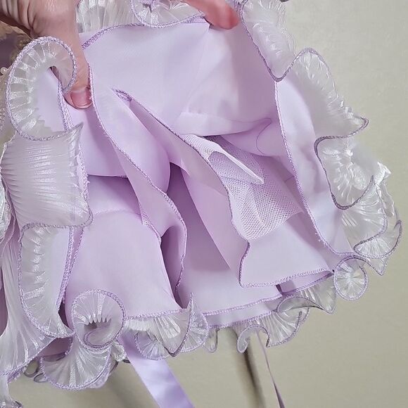 Baby Pageant Dress 6month Lavender Lace‎ Pearl Beaded Cupcake Dress Tip Top - Picture 5 of 11